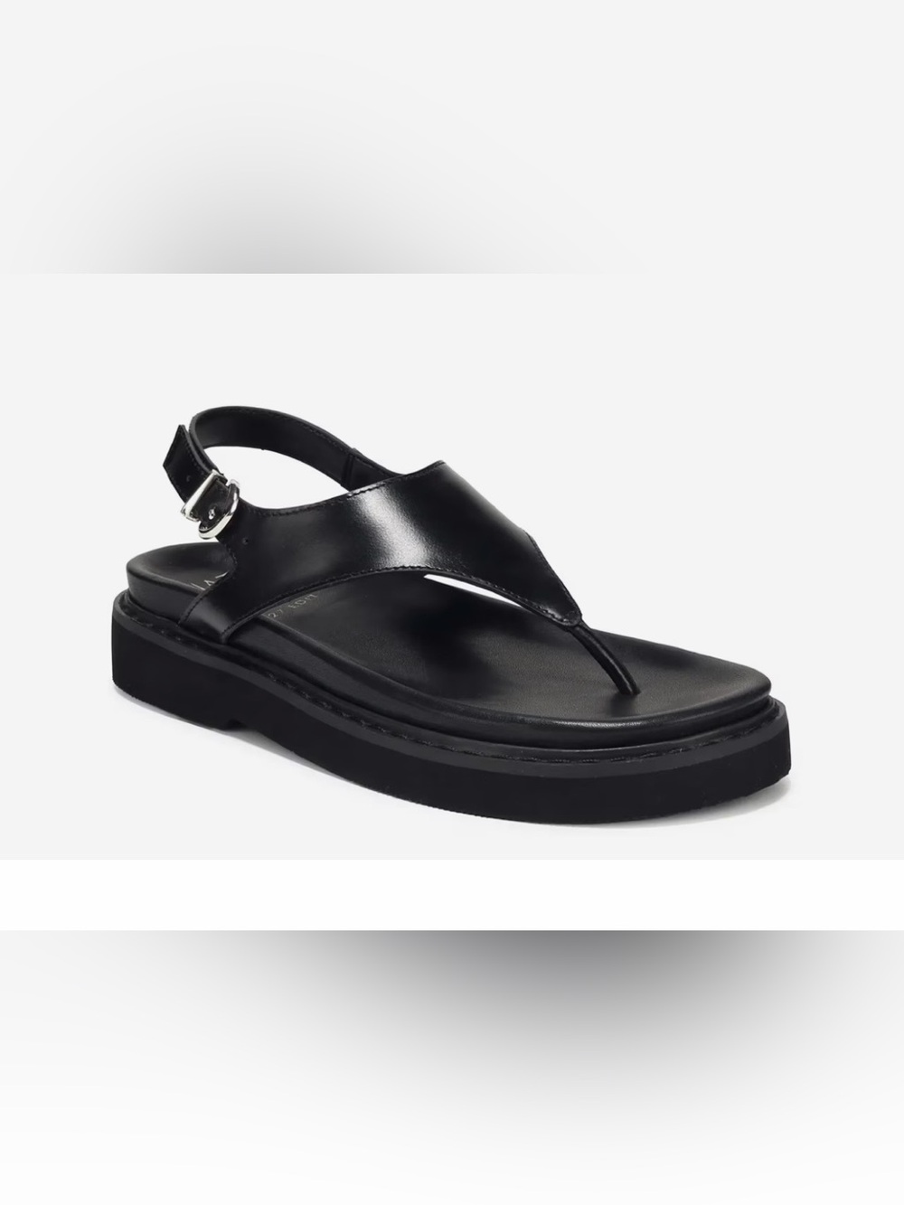 Black Leather Platform Thong Sandals